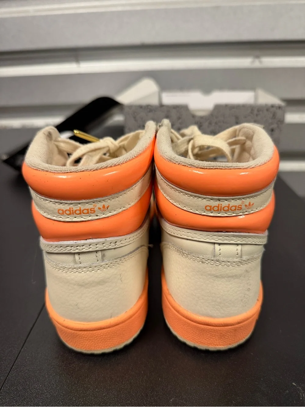 adidas Kids High-Top Sneakers in Cream and Orange Accent
